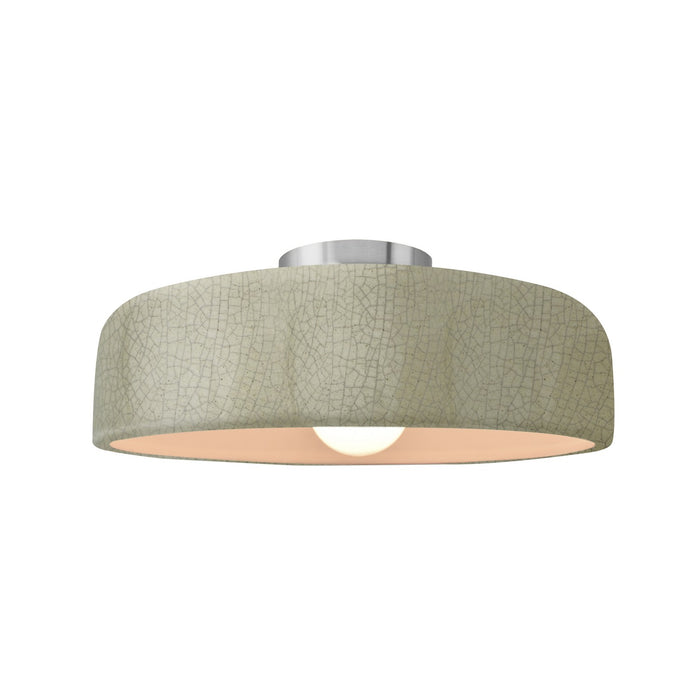 Justice Designs CER-6343-CKC-NCKL One Light Semi-Flush Mount, Celadon Green Crackle