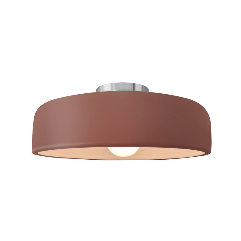 Justice Designs CER-6343-CLAY-NCKL One Light Semi-Flush Mount, Canyon Clay
