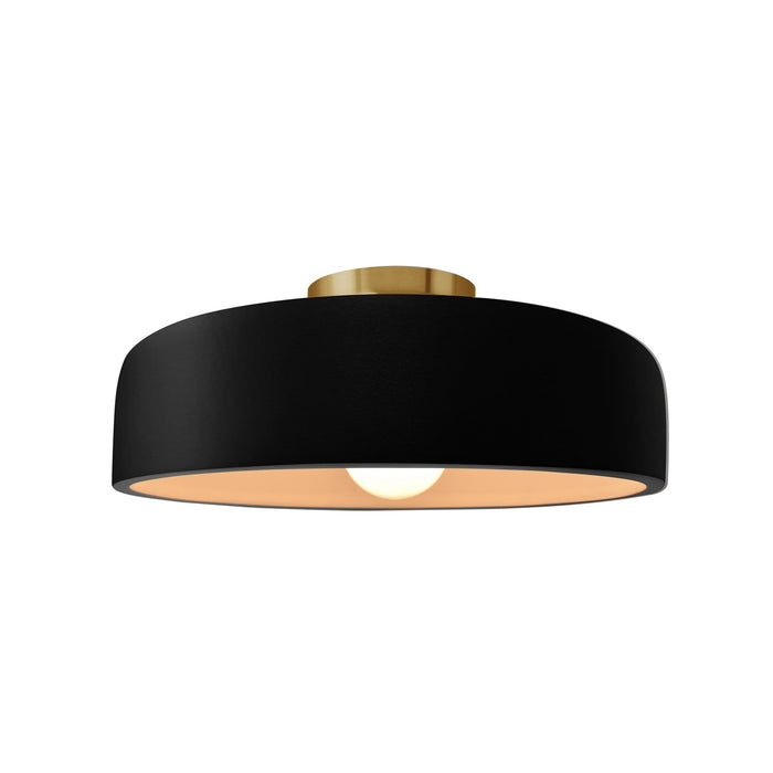 Justice Designs CER-6343-CRB-BRSS One Light Semi-Flush Mount, Carbon - Matte Black