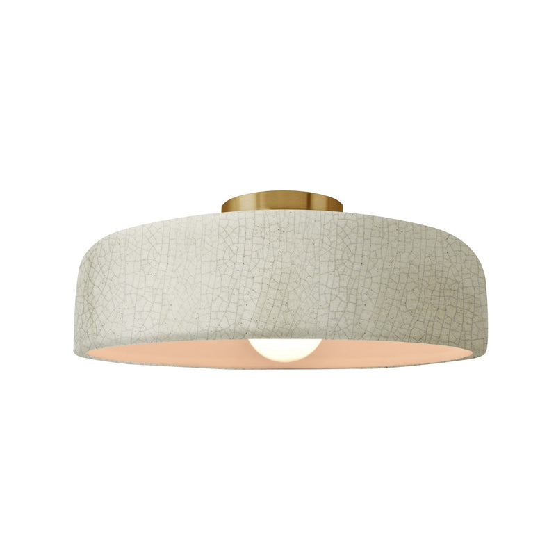 Justice Designs CER-6343-CRK-BRSS One Light Semi-Flush Mount, White Crackle
