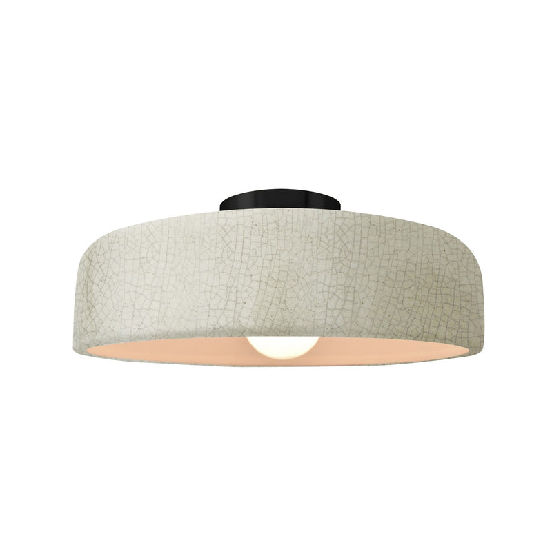 Justice Designs CER-6343-CRK-MBLK One Light Semi-Flush Mount, White Crackle
