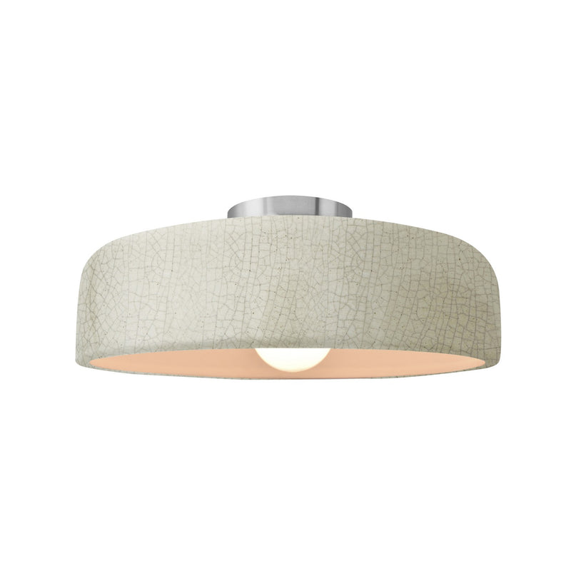 Justice Designs CER-6343-CRK-NCKL One Light Semi-Flush Mount, White Crackle
