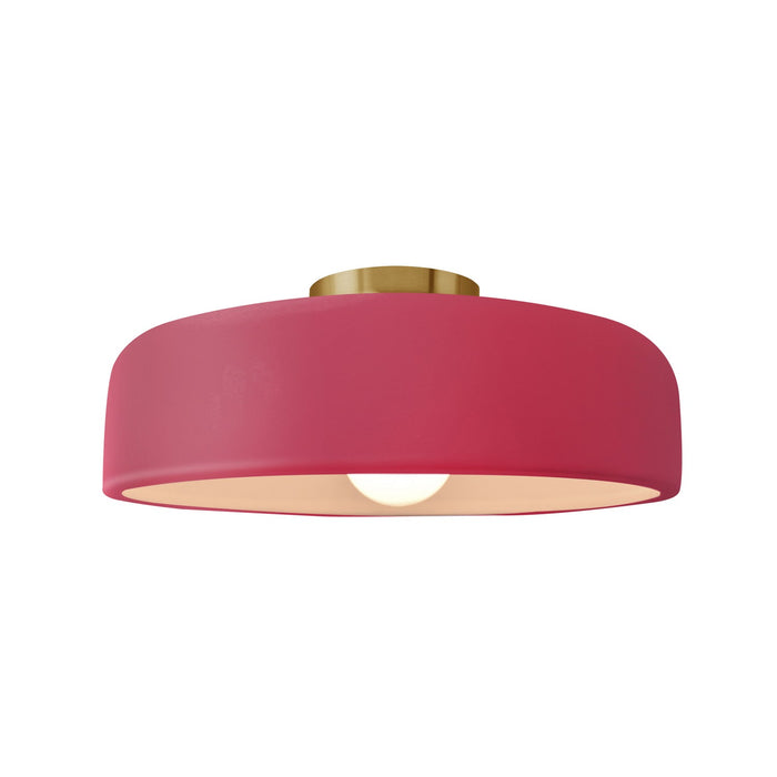 Justice Designs CER-6343-CRSE-BRSS One Light Semi-Flush Mount, Cerise