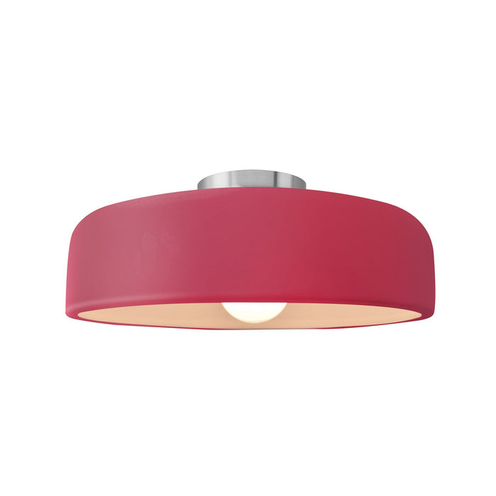 Justice Designs CER-6343-CRSE-NCKL One Light Semi-Flush Mount, Cerise