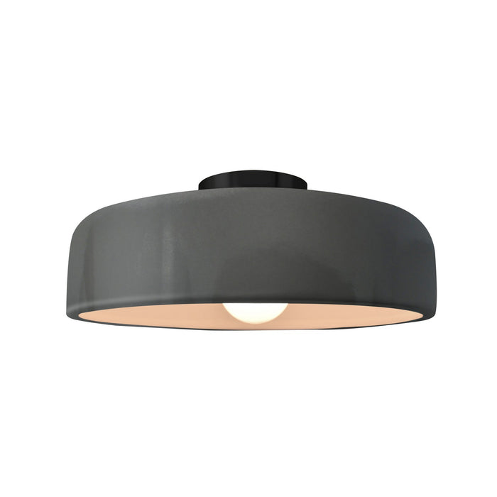 Justice Designs CER-6343-GRY-MBLK One Light Semi-Flush Mount, Gloss Grey
