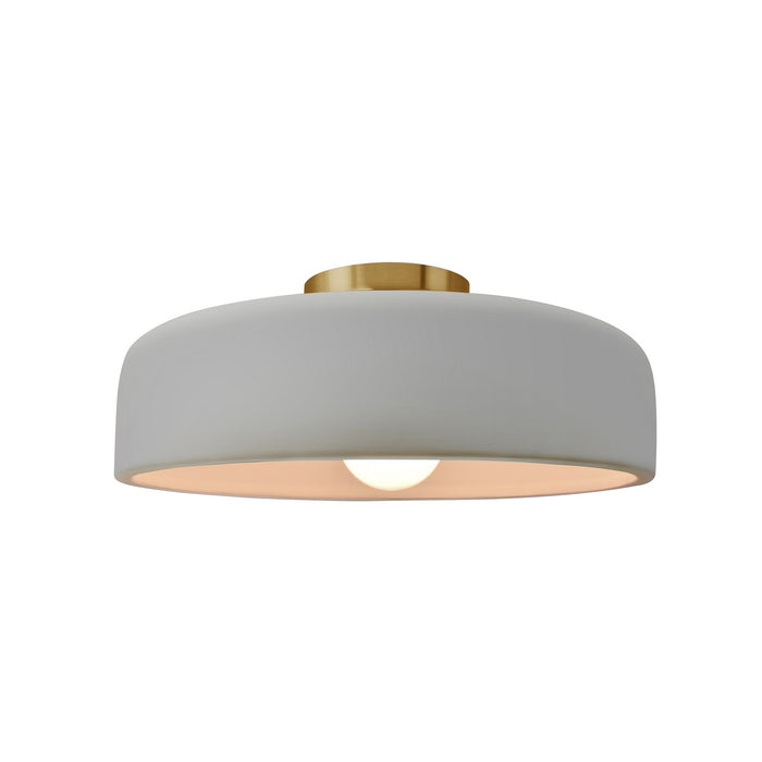 Justice Designs CER-6343-MAT-BRSS One Light Semi-Flush Mount, Matte White