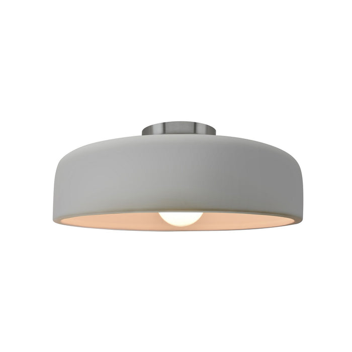 Justice Designs CER-6343-MAT-NCKL One Light Semi-Flush Mount, Matte White