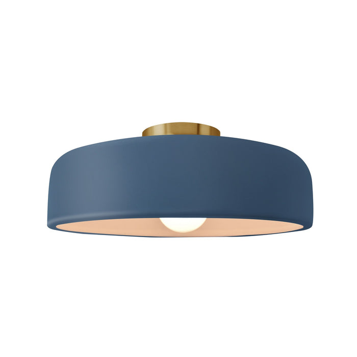Justice Designs CER-6343-MDMT-BRSS One Light Semi-Flush Mount, Midnight Sky w/ Matte White