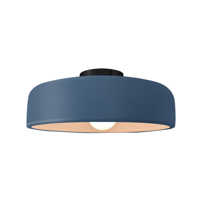 Justice Designs CER-6343-MDMT-MBLK One Light Semi-Flush Mount, Midnight Sky w/ Matte White