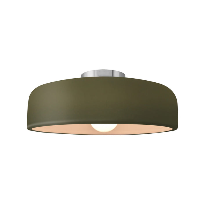 Justice Designs CER-6343-MGRN-NCKL One Light Semi-Flush Mount, Matte Green
