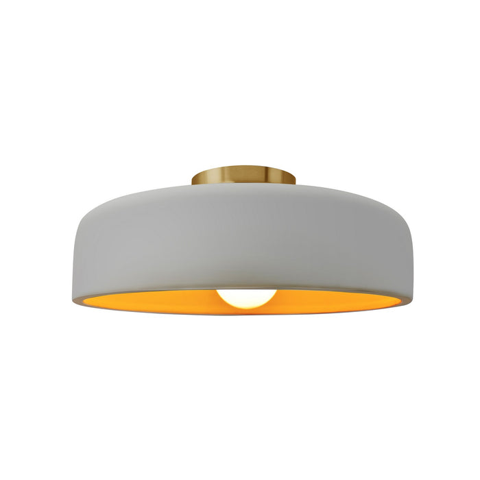 Justice Designs CER-6343-MTGD-BRSS One Light Semi-Flush Mount, Matte White w/ Champagne Gold