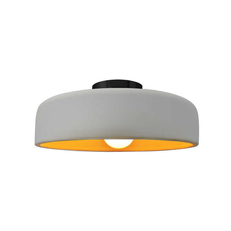 Justice Designs CER-6343-MTGD-MBLK One Light Semi-Flush Mount, Matte White w/ Champagne Gold
