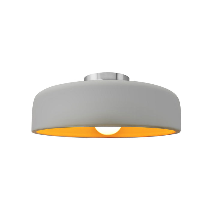 Justice Designs CER-6343-MTGD-NCKL One Light Semi-Flush Mount, Matte White w/ Champagne Gold