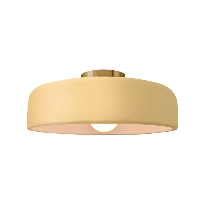 Justice Designs CER-6343-MYLW-BRSS One Light Semi-Flush Mount, Muted Yellow