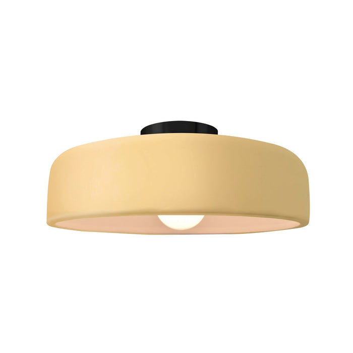 Justice Designs CER-6343-MYLW-MBLK One Light Semi-Flush Mount, Muted Yellow