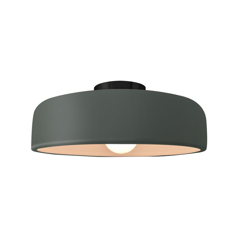 Justice Designs CER-6343-PWGN-MBLK One Light Semi-Flush Mount, Pewter Green