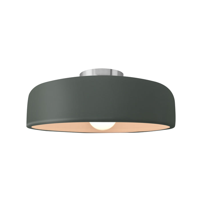 Justice Designs CER-6343-PWGN-NCKL One Light Semi-Flush Mount, Pewter Green