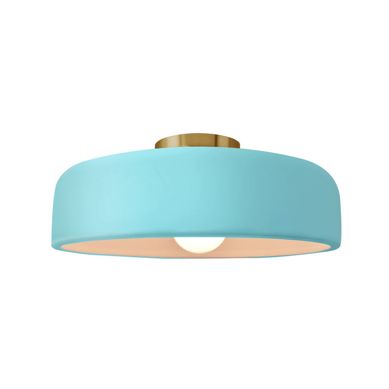 Justice Designs CER-6343-RFPL-BRSS One Light Semi-Flush Mount, Reflecting Pool