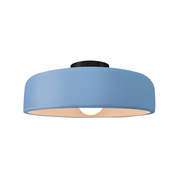 Justice Designs CER-6343-SKBL-MBLK One Light Semi-Flush Mount, Sky Blue