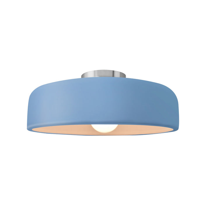 Justice Designs CER-6343-SKBL-NCKL One Light Semi-Flush Mount, Sky Blue