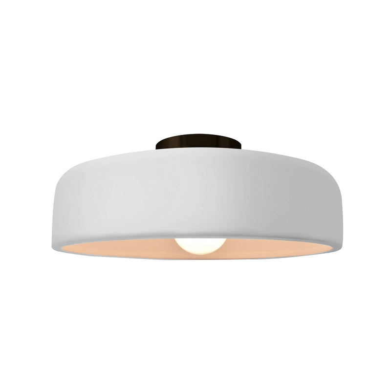 Justice Designs CER-6343-WTWT-MBLK One Light Semi-Flush Mount, Gloss White (outside and inside of fixture)