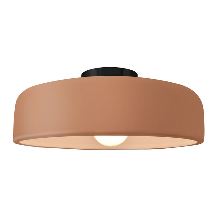 Justice Designs CER-6345-ADOB-MBLK One Light Semi-Flush Mount, Adobe
