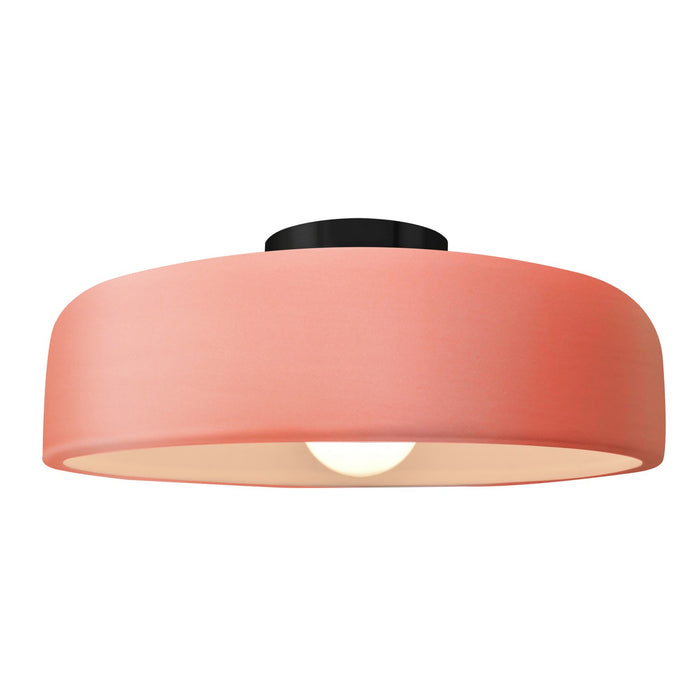 Justice Designs CER-6345-BSH-MBLK One Light Semi-Flush Mount, Gloss Blush