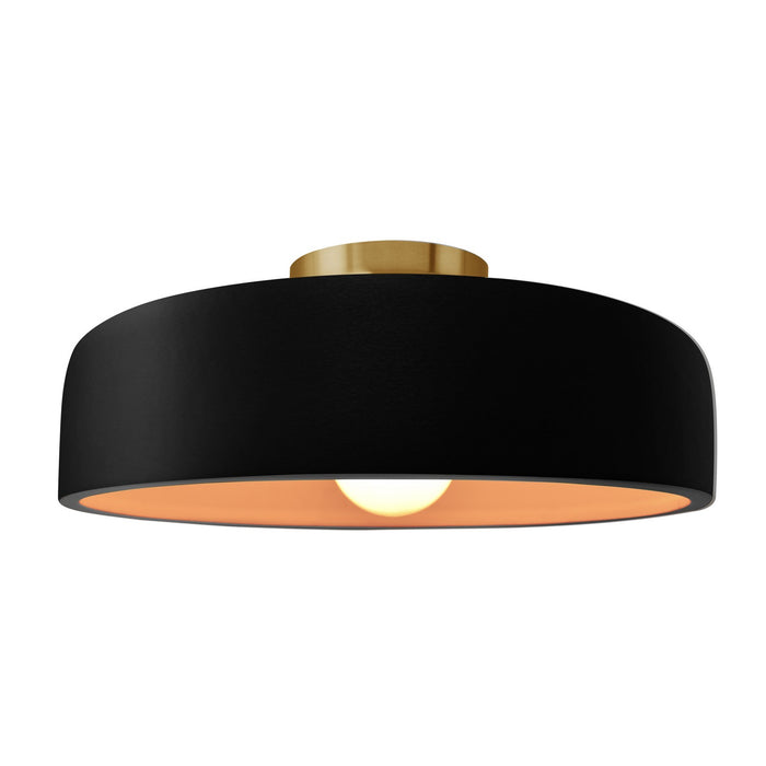 Justice Designs CER-6345-CBGD-BRSS One Light Semi-Flush Mount, Carbon Matte Black w/ Champagne Gold