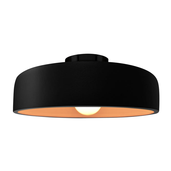 Justice Designs CER-6345-CBGD-MBLK One Light Semi-Flush Mount, Carbon Matte Black w/ Champagne Gold