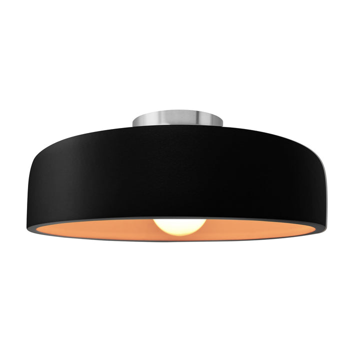 Justice Designs CER-6345-CBGD-NCKL One Light Semi-Flush Mount, Carbon Matte Black w/ Champagne Gold