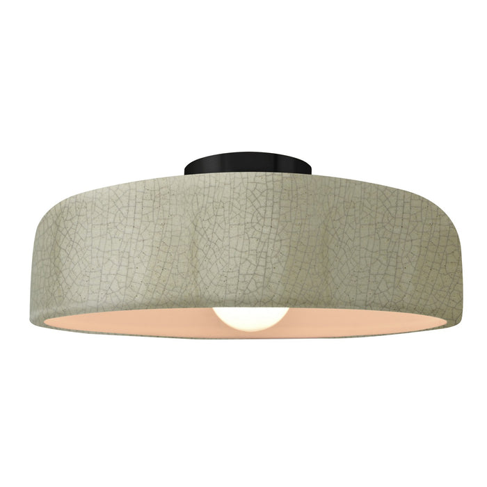 Justice Designs CER-6345-CKC-MBLK One Light Semi-Flush Mount, Celadon Green Crackle