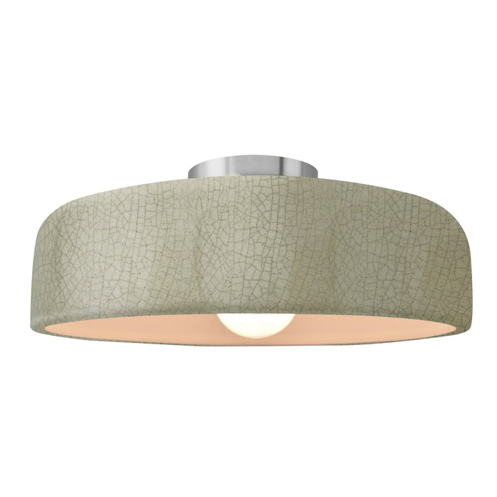 Justice Designs CER-6345-CKC-NCKL One Light Semi-Flush Mount, Celadon Green Crackle
