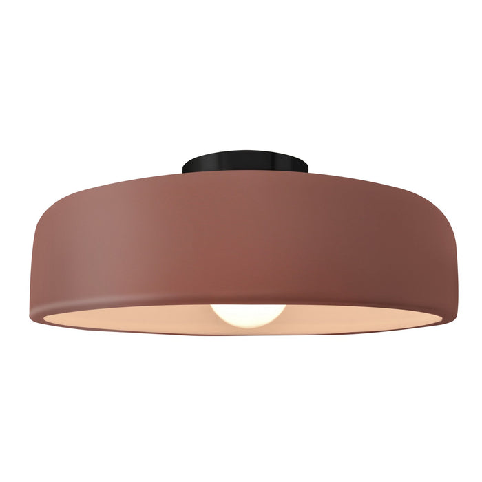 Justice Designs CER-6345-CLAY-MBLK One Light Semi-Flush Mount, Canyon Clay