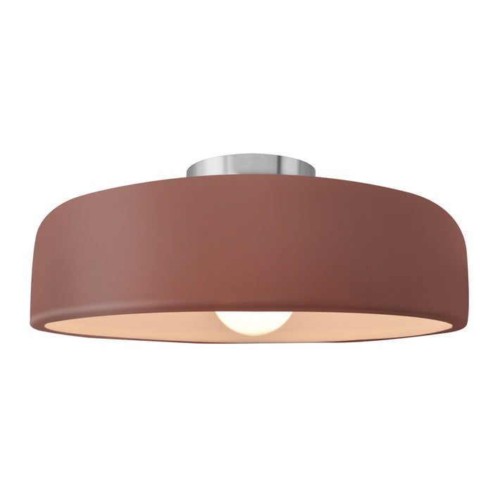 Justice Designs CER-6345-CLAY-NCKL One Light Semi-Flush Mount, Canyon Clay