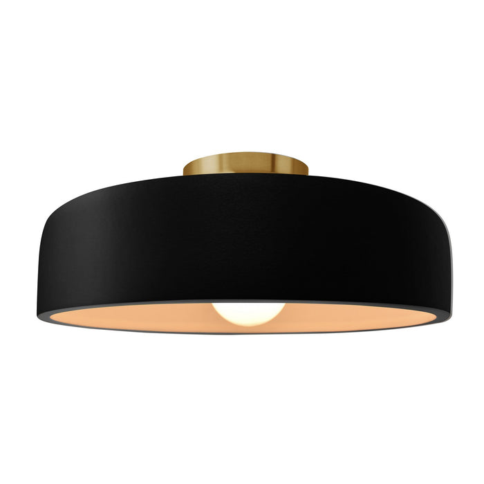 Justice Designs CER-6345-CRB-BRSS One Light Semi-Flush Mount, Carbon - Matte Black