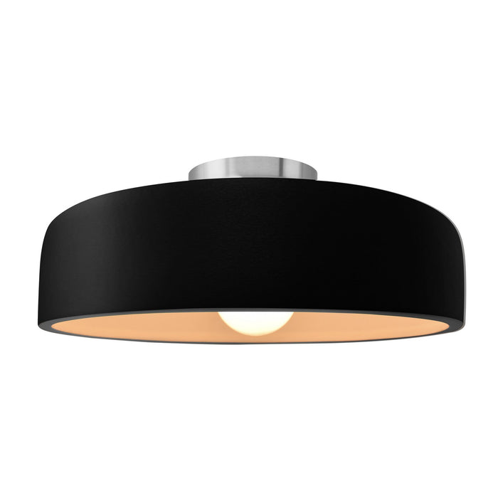 Justice Designs CER-6345-CRB-NCKL One Light Semi-Flush Mount, Carbon - Matte Black