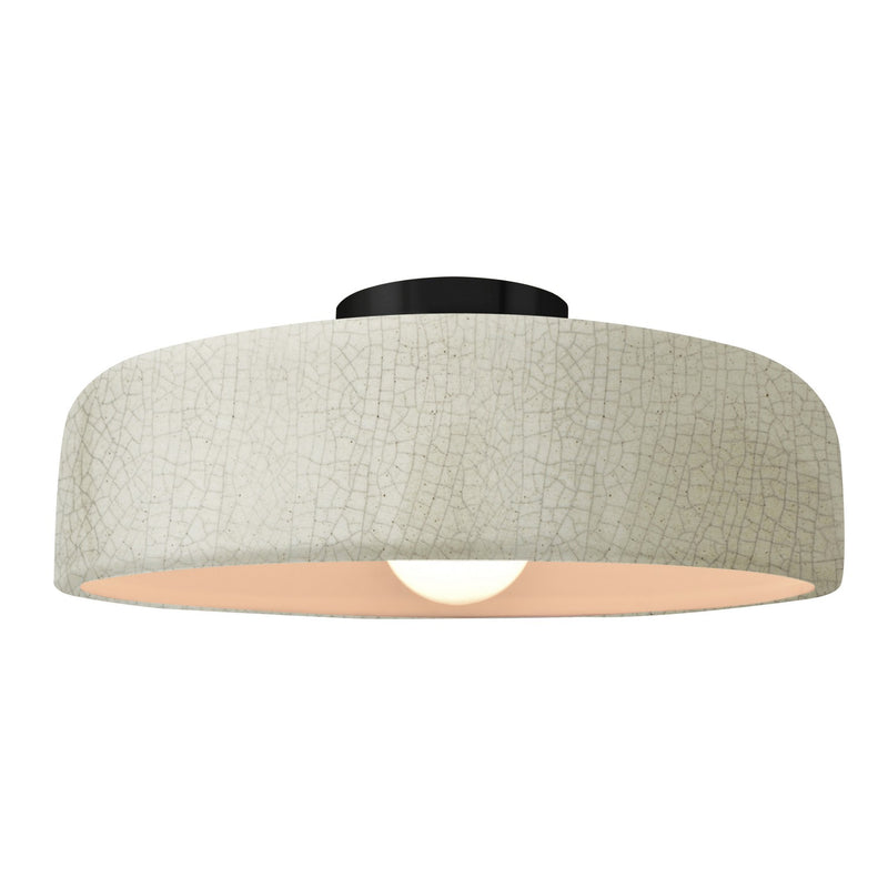 Justice Designs CER-6345-CRK-MBLK One Light Semi-Flush Mount, White Crackle