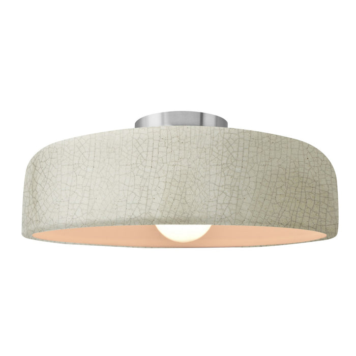 Justice Designs CER-6345-CRK-NCKL One Light Semi-Flush Mount, White Crackle