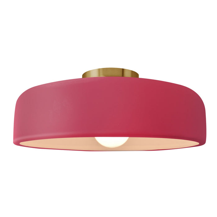 Justice Designs CER-6345-CRSE-BRSS One Light Semi-Flush Mount, Cerise