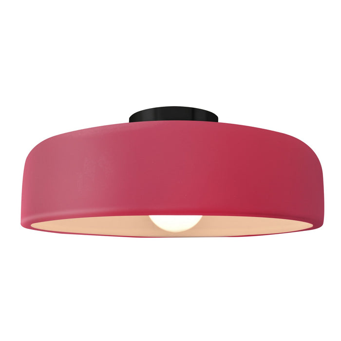 Justice Designs CER-6345-CRSE-MBLK One Light Semi-Flush Mount, Cerise