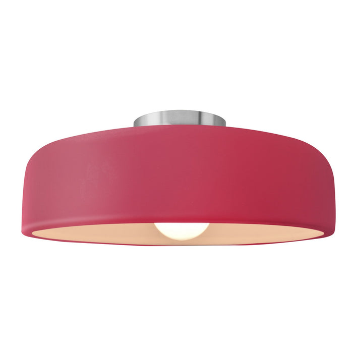 Justice Designs CER-6345-CRSE-NCKL One Light Semi-Flush Mount, Cerise