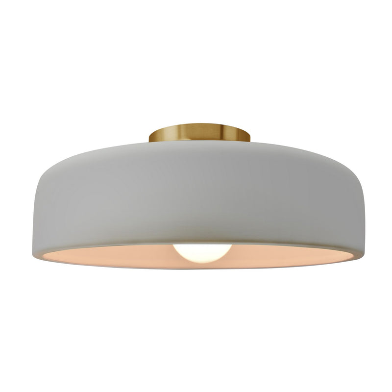 Justice Designs CER-6345-MAT-BRSS One Light Semi-Flush Mount, Matte White