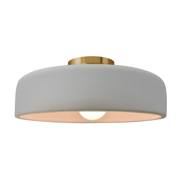 Justice Designs CER-6345-MAT-BRSS One Light Semi-Flush Mount, Matte White