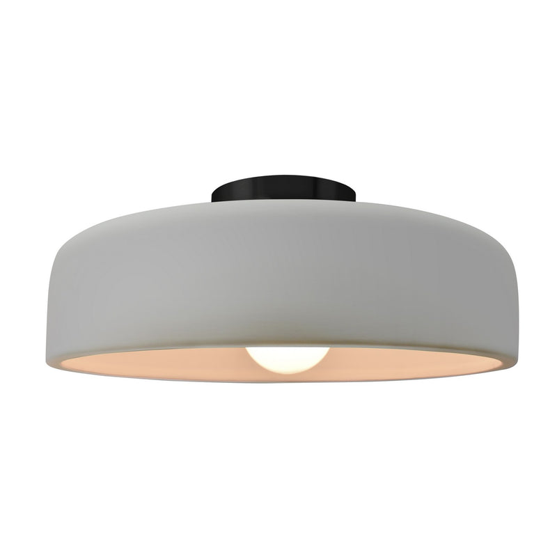 Justice Designs CER-6345-MAT-MBLK One Light Semi-Flush Mount, Matte White