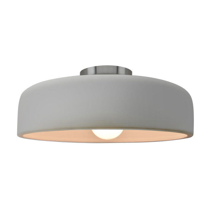 Justice Designs CER-6345-MAT-NCKL One Light Semi-Flush Mount, Matte White
