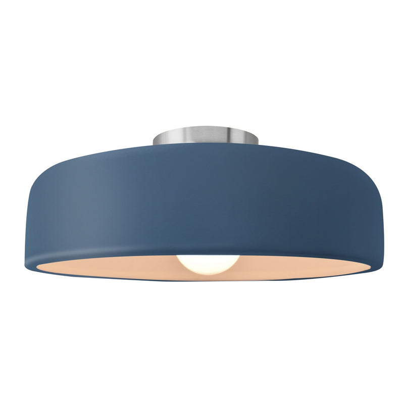 Justice Designs CER-6345-MID-NCKL One Light Semi-Flush Mount, Midnight Sky