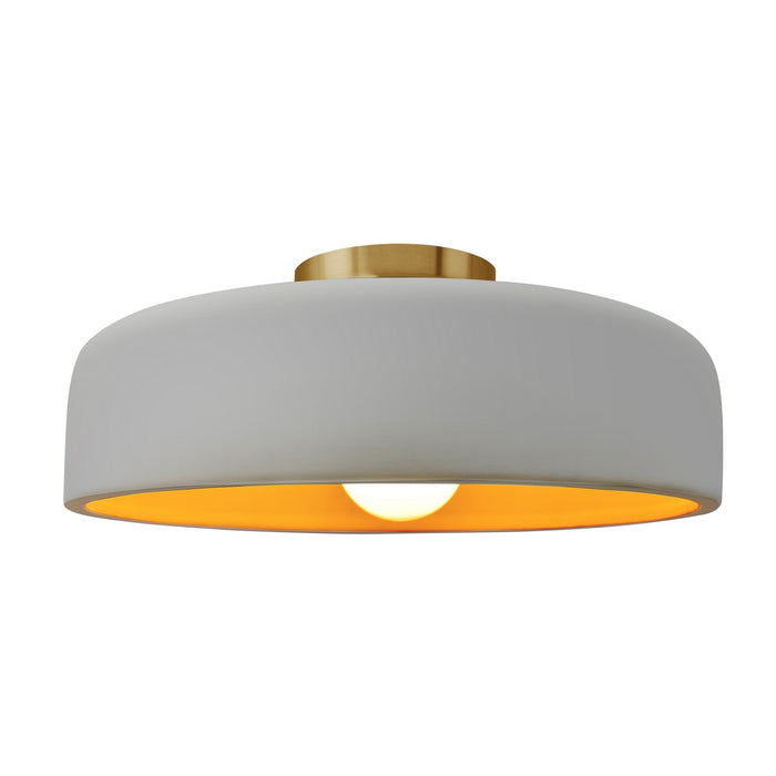 Justice Designs CER-6345-MTGD-BRSS One Light Semi-Flush Mount, Matte White w/ Champagne Gold