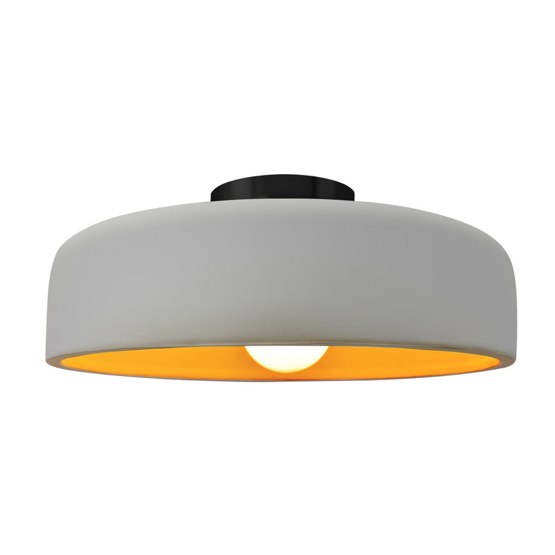 Justice Designs CER-6345-MTGD-MBLK One Light Semi-Flush Mount, Matte White w/ Champagne Gold