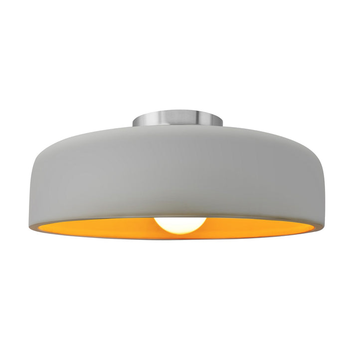 Justice Designs CER-6345-MTGD-NCKL One Light Semi-Flush Mount, Matte White w/ Champagne Gold