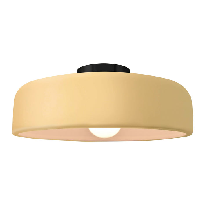 Justice Designs CER-6345-MYLW-MBLK One Light Semi-Flush Mount, Muted Yellow